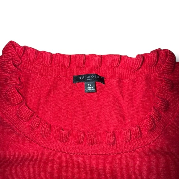TALBOTS Ruffle Neck Sweater - Red Pop Size 2X - Picture 8 of 12